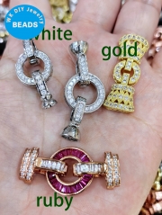 Large Necklace Layering Clasp, Multi Clasp, Layering Necklace, Layered Necklace, Ruby Micro Pave Clasp,Jewelry Necklace Buckle,1-20pcs