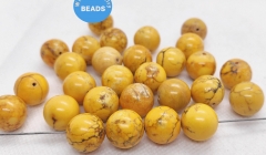 Hot Sale --14mm Oranger Golden turquoise round ball loose beads for earrings bracelet necklace charm Drilled  bead 6pcs
