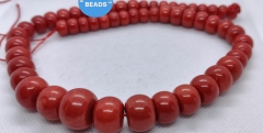 20inch Oranger Red Coral Stone Necklace 10-20mm Abacuse  Rondelle Beads, Coral Gemstone Beads