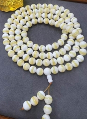 AA 108pcs Genuine Conch Shell Beads  gold Slice  Partition Beads Spiritual Ritual Tibetan Buddhist Meditational 108 Prayer Rosary Beads