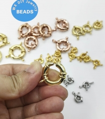 10PCS Stearling Silver Rose Gold Sterling Silver Spring Ring Clasp,18K Gold  Clasp 2 Strands, Clasp  Loop,Connector for Bracelet Necklace
