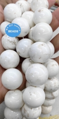 Large Genuine Wild Horse  White Turquoise Beads Round ball 2-20mm 15.5"  Loose bead  For  Jewelry Making