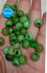 Wholesale 20PCS Drum Beads Natural Jade Rondelle  Emeral Green jadeite 10x8mm Rice Drum Barrel Spacer Beads for jewelry making big hole
