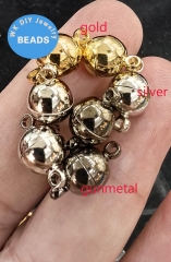 12pcs Stearling Silver Clasp • Rhodium / Yellow gold  Pave Cz Round Pearl • Bracelet  Gemstone Jewellery Original Design Copper Round Clasp