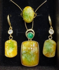 Yellow Golden Larimar Blue Jade Micro Pave 22K gold Stearl Silver pendant,Earrings Chain Rings Green,Pink,lavender,gemstone Necklace Jewerly