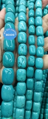Tibetant Blue Green Natural Stabilized Turquoise Bracelet 8-18mm 15 inch Drum Barrle Oval Rice Green Blue   Gemstone