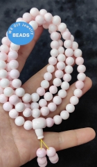 108pcs Pink  Queen Conch Necklace 6mm 8mm 10mm  Round Ball CONCH SHELL Prayer Beads Mala for Mantra chanting,  Handmade