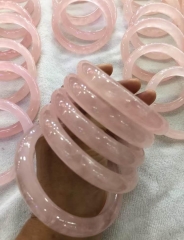Mozambique Rose Quartz bangle 54-66mm certified natural Energy Healing Crystal Love Crystal Pink quratrz Braclet gift 1PC