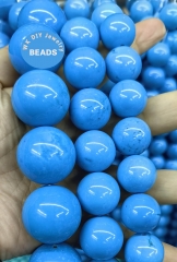large Swiss Blue Matrix Veins Turquoise Beade  Stretch Bracelet,Stone Bracelet, Accessory Women & Men Aqua Blue Round bead 4-25mm 8inch