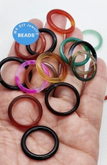 10pcs Assorted Ruby Onyx  Tiger Eye Red white Agate carneial  rings  stone bands thin Circle stacking rings natural  chalcedony~ Gift Ring