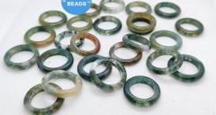 Genuine Moss Agate Ring  6-10US 1PCS Gemstone Ring , Crystal Ring Quartz Ring , Round Circle Band Wedding Ring , Crystal Gift , Home Decor