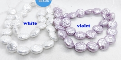 16inch Natural Sea Pearl jewelry Square  Round Disc Coin Violet purple Pearl shell  Button Loose Beads  Earrings Bracelet Necklace Supply