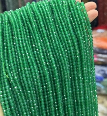 Natural Spinel  Green Aventurine Jade Faceted Micro Beads,2-4 mm Machine cut Gemstone Beads,15.5" Strand Jade beads Jewelry Necklace Craft