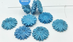 28mm BlueTurquoise Enamel Chrysanthemum Blossom Earrings pendant  handmade lotus flower  loose beads for jewelry making 1-20pcs