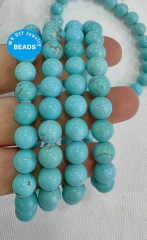 Genuine Aqua Blue Turquoise Bracelet 4-16mm 8inch Round Ball   Gemstone  for gift  jewelry bracelets