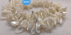 Natural Shell Beads, Nuggets Freeform Beads  Nugget Shapechips beads for beaded jewelry making, white shell chips nugets 24pcs