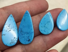 12pcs  Turquoise Gemstone Smooth Discs Teardrop Pear cabochon   2mm Thick ~ Turquoise Both Side Flat Disc For Jewelry earrings