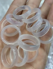 AAA Ice Milky white agate rings  stone bands size 6 to 10US white gemstone stacking rings natural  chalcedony~ Gift Ring 1PCS