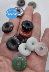 10pcs  Mixed Hematite Rock Mookaite JasperAgate  turquoise donut  20-50mm Round Circle  Donut PI Gemstone Pendant Loose Bead Jewelry Making