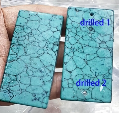 Double Drilled--10PCS Blue Turquoise Rectangle Dangle Drop Boho oval | Oval Rectnagle Freeform Slab  | Turquoise Chip Earrings | Loose Bead