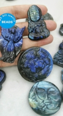 Nature Labradorite Carved Flashy  Powerful Dragon ,sea Horse,Owl,Buddha,Mary,Rose,Flower Pendant Necklace Animals  jewelry making for gift
