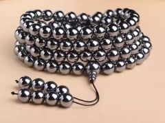 108pcs Genuine Hematite, Hematite Mala, Round Ball Mala, 108 Mala Bracelet, Mens Mala Bracelet, Prayer Beads, Boho Necklace, Knotted Jewelry