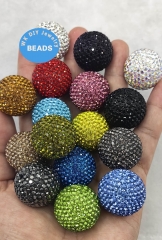 25mm Aqua Blue Crimsone  Montana Disco Ball Beads ,Micro Pave Crystal,hinestone Polymer Clay Beads, Bracelet Beads Jewelry Supplies 10 pcs