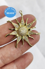 Large Sunflower Pendant Butterfly Connector Cubic Zirconia CZ Micro Pave Clover Petal  Multi Strand Link |  Charms Jewelry Making Supplies