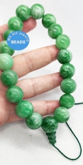 Green Jade Stone Bracelet with  Guru Bead Tibetan Mala,Jadeite Buddhist Wrist Mala Necklace 16" for women girl handmade personalized gifts