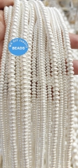 15.5" strand Pearl White Shell Button  White Sea Pearl 4-8mm White Rondelle Wheel Natural Pearls  Pearl Beads for Jewelry Making