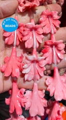 Pink Conch Floral Leaf Beads: Carved Filigree Pendant Earrings (25-45mm)