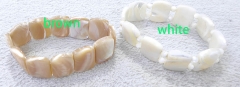 Double Drilled --Natural White Pearl  Shell 13x18mm 8inch  Rectangle Oval  Irregular Bracelet for jewelry making