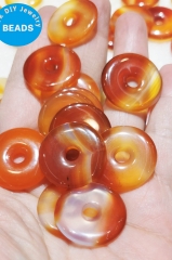 Slice Agate stone pendant,25mm PI Donut Circle Onyx  beads, Genuine Striped Carnerial beads  jewelry 2-20pcs