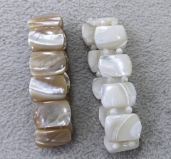 Double Drilled --Natural White Pearl  Shell 13x18mm 8inch  Rectangle Oval  Irregular Bracelet for jewelry making