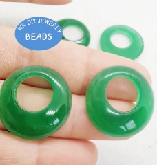 Green Jade Donut Circle 25mm 2pcs Round Spacer Cabochon Coin Loose Gemstones earring bracelet necklace PI jewelry making