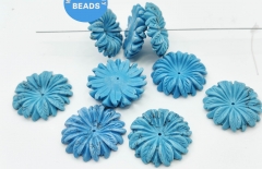 28mm BlueTurquoise Enamel Chrysanthemum Blossom Earrings pendant  handmade lotus flower  loose beads for jewelry making 1-20pcs