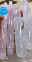 Natural Rose Quartz Massage Roller Rose Gold Holder, A Natural Stone Tool for Facial Massage,Bar Column Self Massage for gift