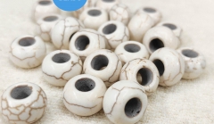 24 Bone White Turquoise Gemstone Beads, Large Hole 14x8mm
