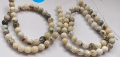 Natural White Ethiopian Opal Fire Faceted  Round Shape Beads, 4mm -12mm 15.5" Strand, Yellow  Opal Flash Gemstone Beads  For jewelry making