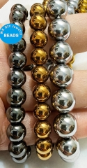 AAA Natural Hematite round beads Round Semi-Precious Gemstone Loose,  Size 4 to 16mm 15.5inch Silver Rose Gold Black Jet Rainbow Jewelry