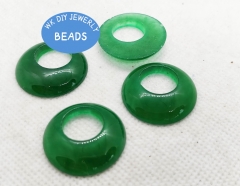 Green Jade Donut Circle 25mm 2pcs Round Spacer Cabochon Coin Loose Gemstones earring bracelet necklace PI jewelry making