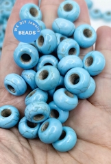 24 Bone White Turquoise Gemstone Beads, Large Hole 14x8mm