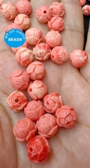 lotus flower Pink Red Conch 6mm 8mm 10mm 12mm 15.5inch,Caved Round loose beads for jewelry making