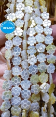 Natural Yellow Pearl Shell ,Flower, Petal, Clover, Rondelle,square,Oval ,Roundel ,Star,drop Beads 8-12mm 15.5" Shell Pearl Jewelry