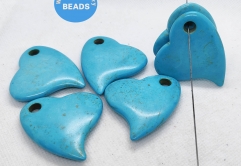 Large Turquoise Heart Pendant: 45mm 1pcs Love Cabochon for Jewelry Making