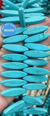 Marquise Evil Turquoise Smooth oval  Egg Beads 20x6mm Matrix Blue Green loose Beads 50pcs For necklace bracelet earrings DIY
