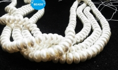 15.5" strand Pearl White Shell Button  White Sea Pearl 4-8mm White Rondelle Wheel Natural Pearls  Pearl Beads for Jewelry Making