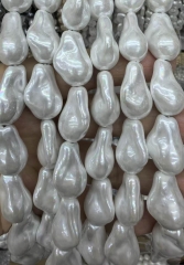 Full strand 15.5"  White Baroque Pearl,  Luster Drop freeform Pear Grey White Fireball Pearl Beads, Drilled