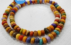 16inch Oranger Yellow Hot Red Oranger Turquoise Rondelle Seed Coral Abacuse Wheel Jewelry, chunky turquoise necklace 8X5mm