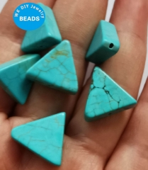 Triangle Flat Turquoise Discs ,drilled Sharp Point  Earrings Pendnat Blue Gemstone 14-16mm 12 pcs Wholesale LOT Jewelry Making